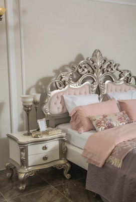 Bed furniture silver pink bedroom furniture design beds luxury baroque wood