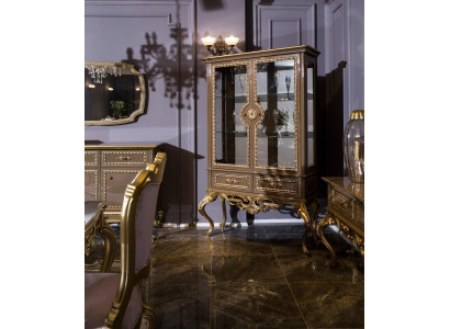 Golden showcase baroque rococo furniture cabinet glass cabinet shelves showcases