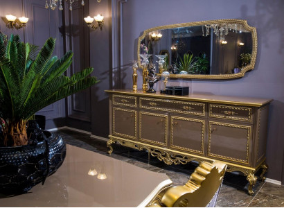 Sideboard with mirror buffet baroque rococo cabinet furniture dressers luxury