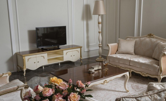 Luxury set coffee table TV cabinet sofa couch upholstery set suite 3-piece. New