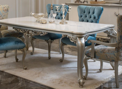 Complete set dining table with 6 chairs dining room dining set wood 7-piece baroque set