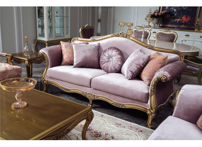 Sofa 3 seater purple textile sofas couch upholstery luxury classic three-seater