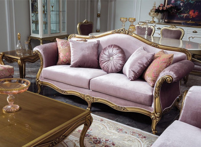 Sofa 3 seater purple textile sofas couch upholstery luxury classic three-seater