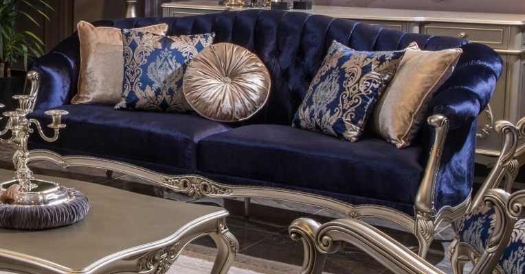 Upholstered Designer Furniture Three-Seater Sofa 3-Seater Sofas Textile Couches New