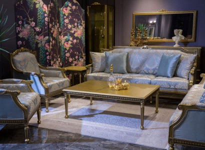 Set sofa suite 3+3+1+1 seat sofas coffee table couches sofa blue 5-piece set