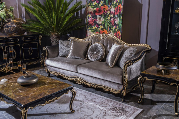Classic luxury sofa 3-seater sofas seating fabric design couch style textile