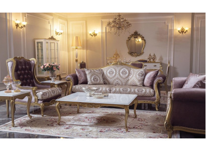 Luxury sofa set coffee table sofas armchair fabric couch set 4-piece velvet