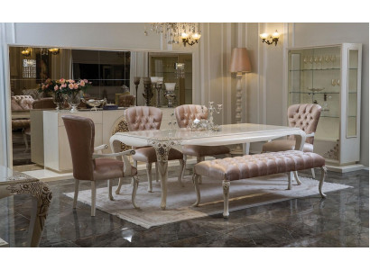 Dining room set table sideboard 4x chair set display cabinet stool 8-piece new.