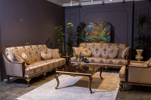 Complete Set Sofa Suite 3+3+1 Seat Coffee Table Designer Sofas 4-piece