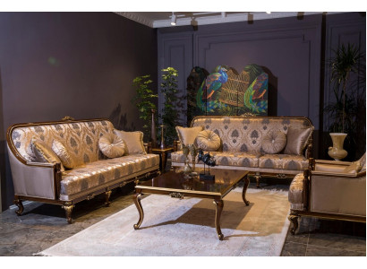 Complete Set Sofa Suite 3+3+1 Seat Coffee Table Designer Sofas 4-piece