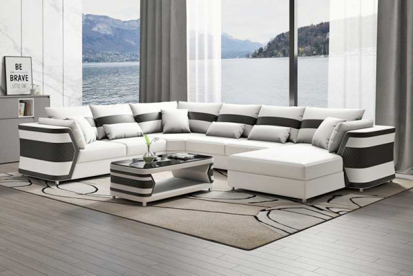 XXL living area sofa U shape large corner sofa leather sofa beige sofas couches