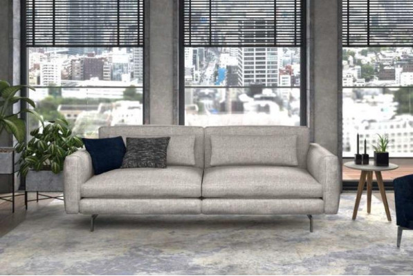 Three-seater couch modern living room furniture textile sofas gray modern style