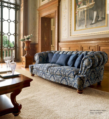 Two-seater sofa 2-seater sofas fabric luxury wood living room furniture blue