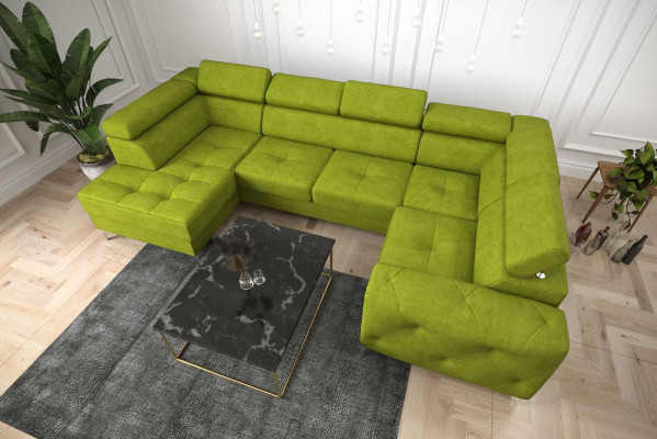 Living landscape sofa couch upholstered corner textile faux leather noble corner sofa U-shape