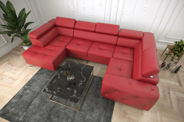 Living landscape sofa couch upholstered corner textile faux leather noble corner sofa U-shape