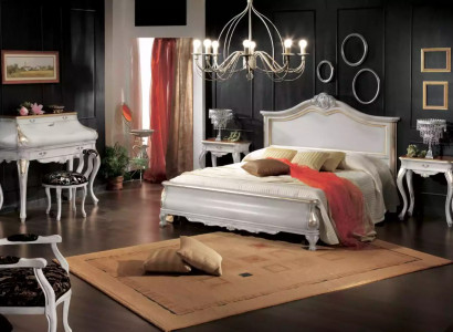 White bedroom furniture 2x nightstands dressing table modern bed 4-piece set