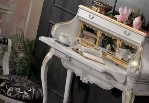 White bedroom furniture 2x nightstands dressing table modern bed 4-piece set