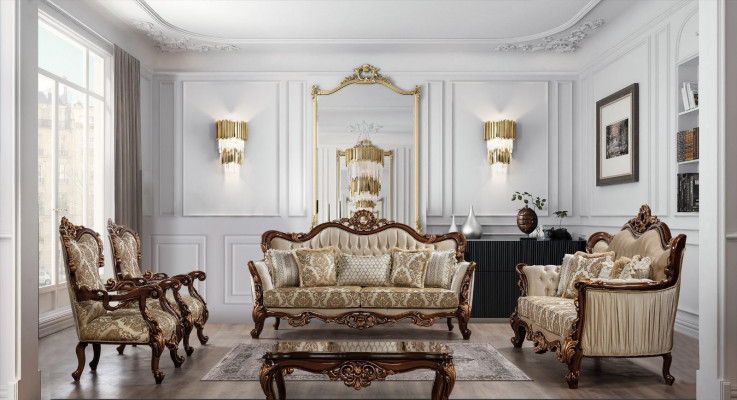 Chesterfield sofa set couch set with coffee table sofa upholstery 5-piece set.
