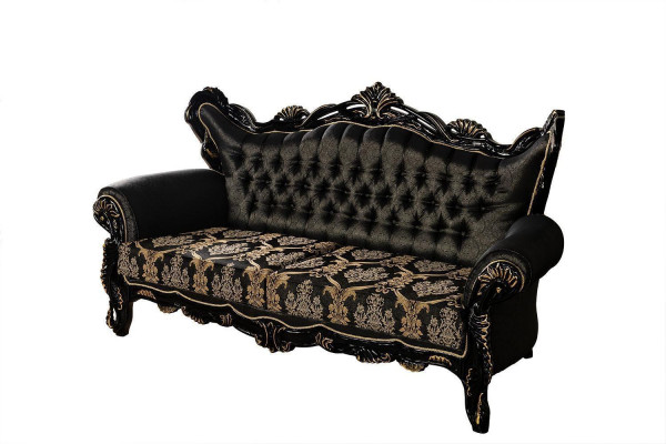 Black Baroque Furniture Sofa Set Couch Upholstered Furniture Table 5-piece