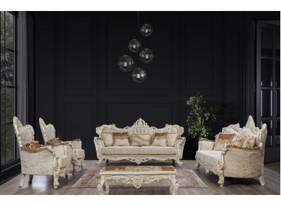 Sofa Set Couch Set Baroque Rococo Style 4-piece with Coffee Table Furniture