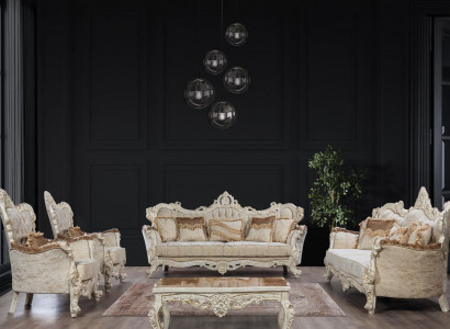 Sofa Set Couch Set Baroque Rococo Style 4-piece with Coffee Table Furniture