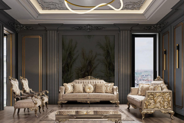 Chesterfield sofa set with coffee table sofa set upholstered furniture 5-piece.