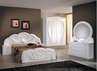 Complete bedroom set bed wardrobe nightstand mirror cabinet 6 pcs. New