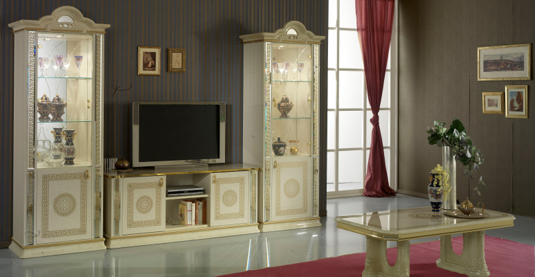 Classic living room wall unit cupboard sideboard 2x display cabinets sideboard lowboard