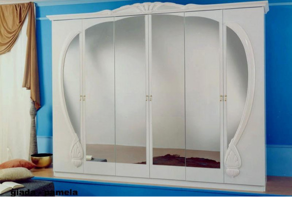 Complete bedroom set bed wardrobe nightstand mirror cabinet 6 pcs. New