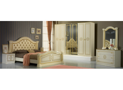 Bedroom Chesterfield Leather Bed 6-Piece Design Furniture Set with Nightstand and Dresser