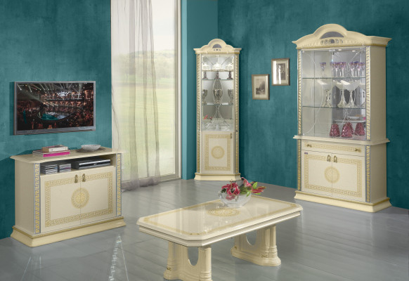 Living Room Set Suite 4-piece Group: Chest of Drawers, Display Cabinet, 2x Coffee Table, Baroque Rococo