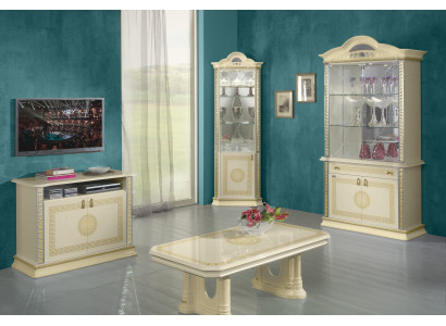 Living Room Set Suite 4-piece Group: Chest of Drawers, Display Cabinet, 2x Coffee Table, Baroque Rococo