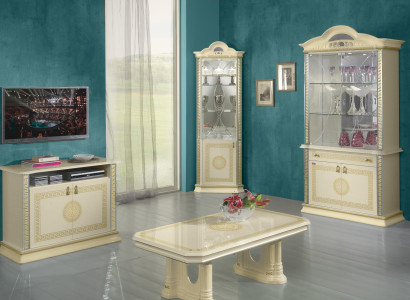 Living Room Set Suite 4-piece Group: Chest of Drawers, Display Cabinet, 2x Coffee Table, Baroque Rococo