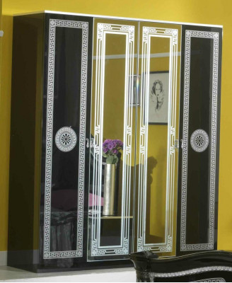 Black Bedroom Complete Set Dresser Style Bed Suite 6-piece Baroque New