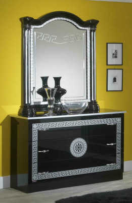 Black Bedroom Complete Set Dresser Style Bed Suite 6-piece Baroque New