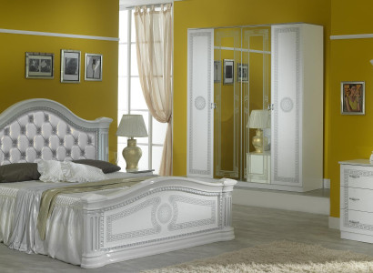 Complete bedroom set design modern luxury bed 2x nightstand 6-piece wardrobe