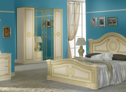 Luxury Bedroom Classic Wood Bed Nightstand 6-Piece Design Furniture