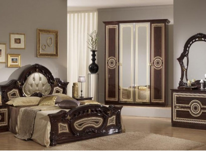 Bedroom Italian furniture set luxury Chesterfield 6-piece. Bed beds wardrobe