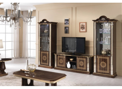 Italian living room wall furniture cabinet showcase rtv 3-piece set luxury tv display glass