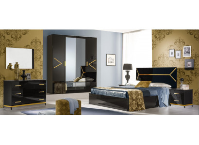 Classic bedroom set ensemble luxury modern style bed 6 pcs. wood dresser