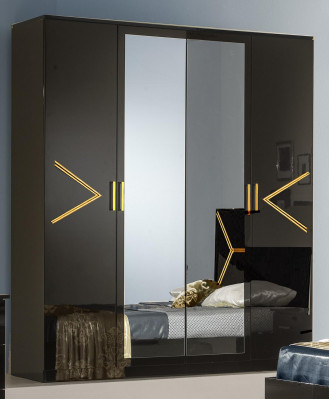 Classic bedroom set ensemble luxury modern style bed 6 pcs. wood dresser