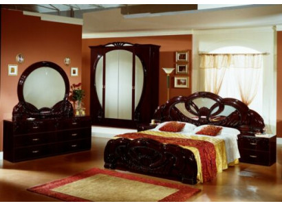Bedroom set design modern luxury bedroom bed 2x bedside table 6-piece wood