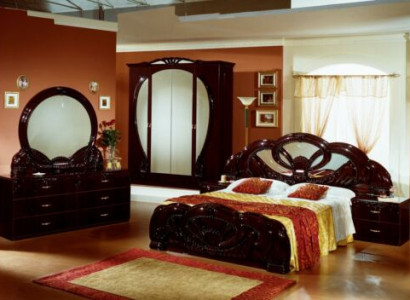Bedroom set design modern luxury bedroom bed 2x bedside table 6-piece wood
