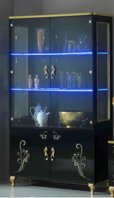 Living room wall unit set display cabinet lowboard wall shelf 3-piece black living room wall units