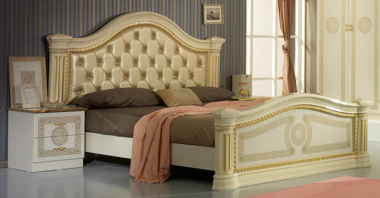 Design bedroom 3-piece. Bed 2x nightstand classic luxury bed set furniture