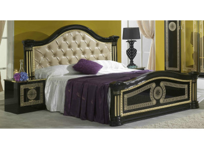 Bedroom 3-piece set bed 2x nightstand console Chesterfield upholstered beds