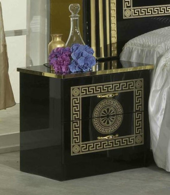Bedroom 3-piece set bed 2x nightstand console Chesterfield upholstered beds