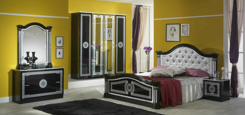 Bed 2x Nightstand 3-pc. Bedroom Set Design Luxury Bedroom Chesterfield