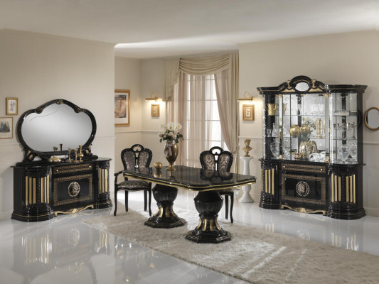 Classic design dining table Italian style furniture tables black gold