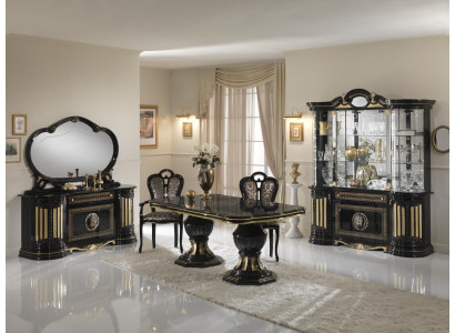 Classic design dining table Italian style furniture tables black gold